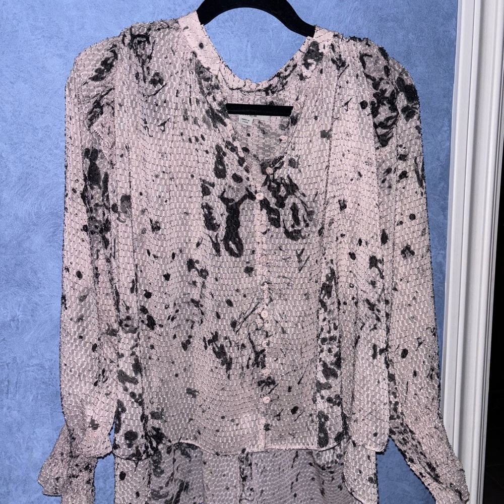 ALLSAINTS like new Pink and Black Patterned button-down blouse